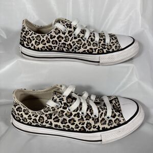 Converse All Stars Leopard Print Sneakers (Youth Size 1 Boys Girls) Shoes
